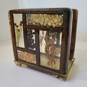 1970s Colorflo Resin Napkin Holder with Botanical Design